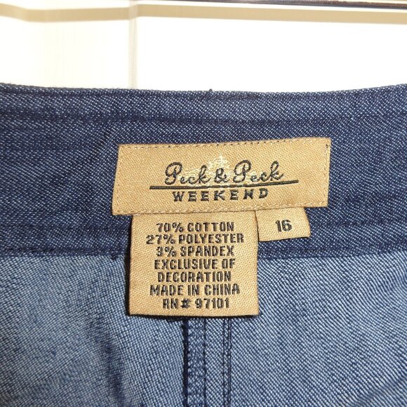 Peck Peck Weekend Embroidered Lightweight Cotton Gray Pockets Pants Women Sz 16 - Picture 6 of 7